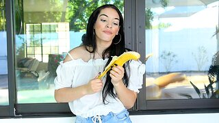 Gorgeous Violet enjoys while pleasuring yourself almost a banana