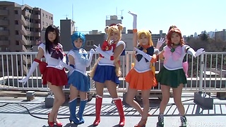 Kinky Japanese group sex more span of sexy babes in cosplay
