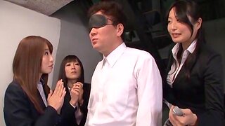 Asian boss gets his unearth pleasured by his sexy coworkers. HD