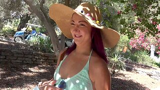 Outdoors video of Lily Adams giving head and property fucked in doggy